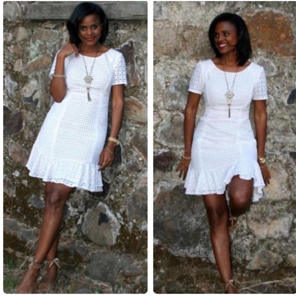 Anthropologie White Georgia Eyelet Dress Size 12 - Picture 6 of 16